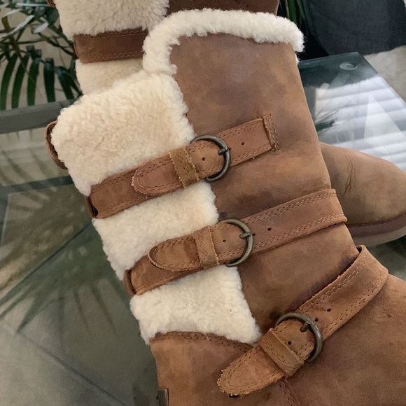 UGG Becket Boots Wool Lined Shearling Mid-Calf Moto 1005380 - Picture 5 of 14